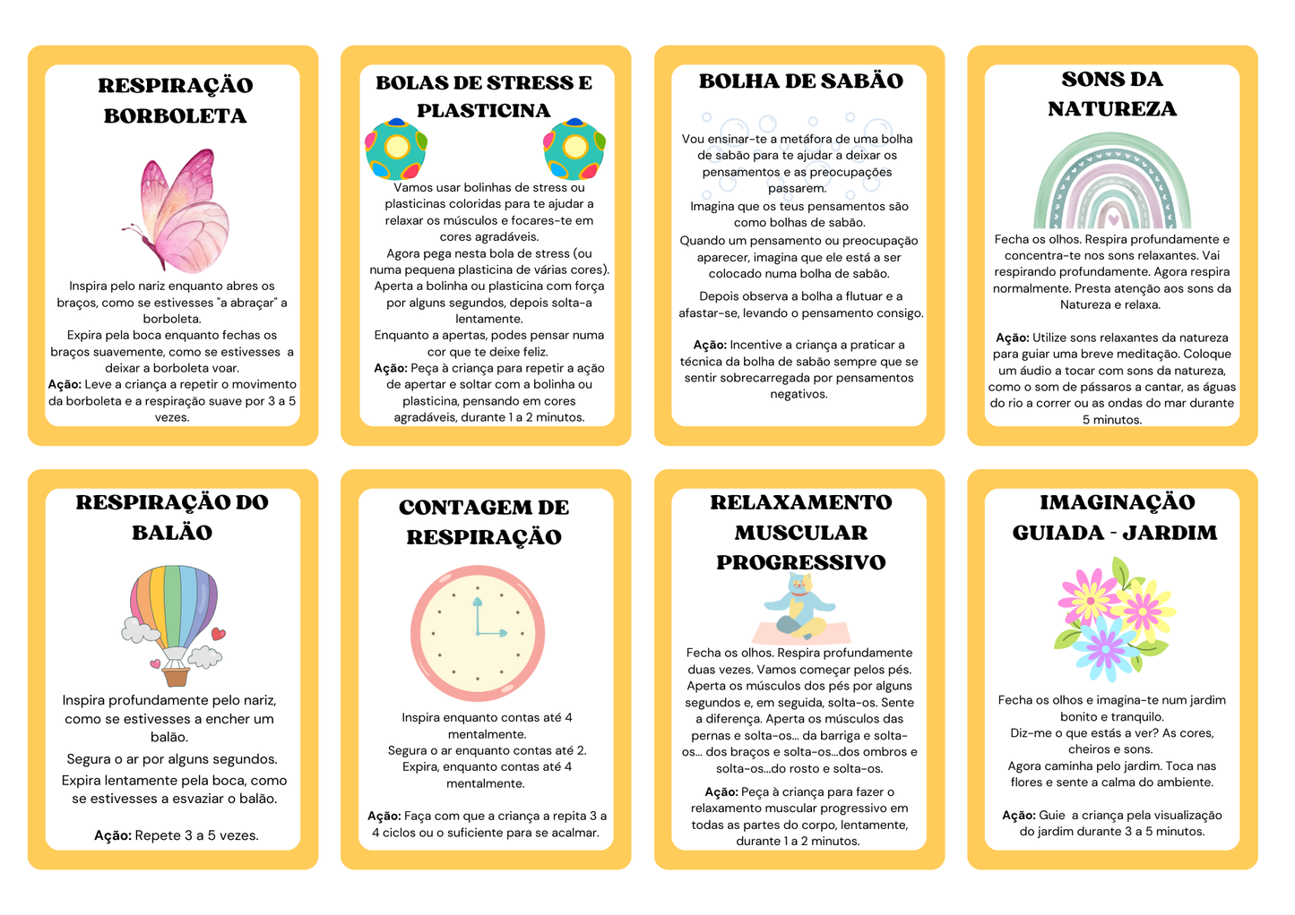 E- Book Baralho psicoeducação - Relaxamento crianças 24 cartões