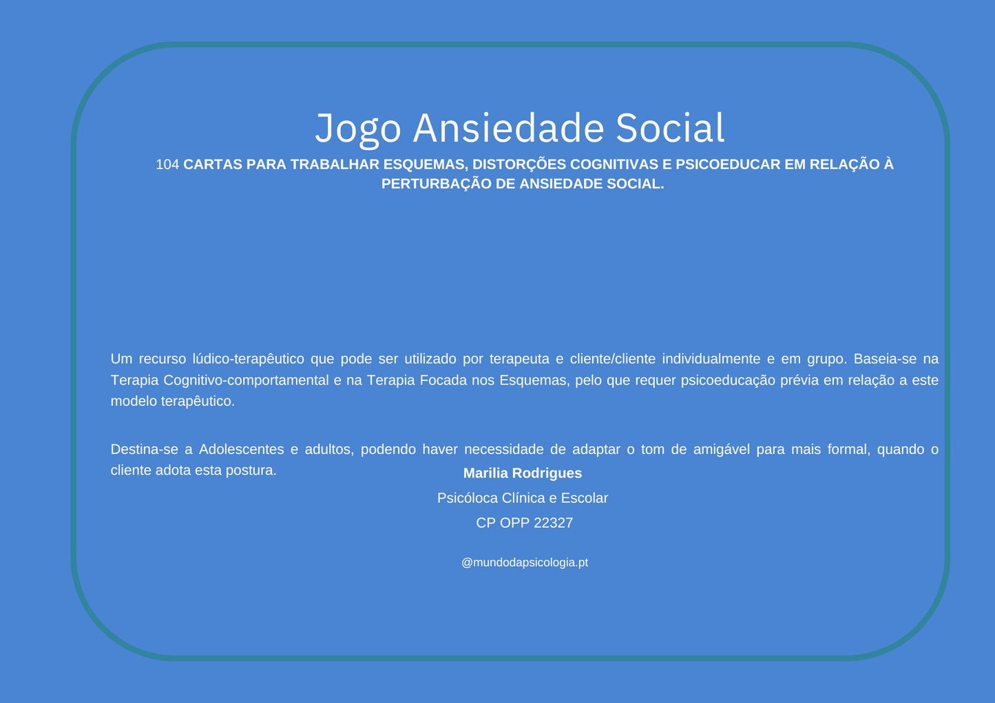 E-Book Jogo Kit Terapêutico Ansiedade Social Adolescentes e Adultos